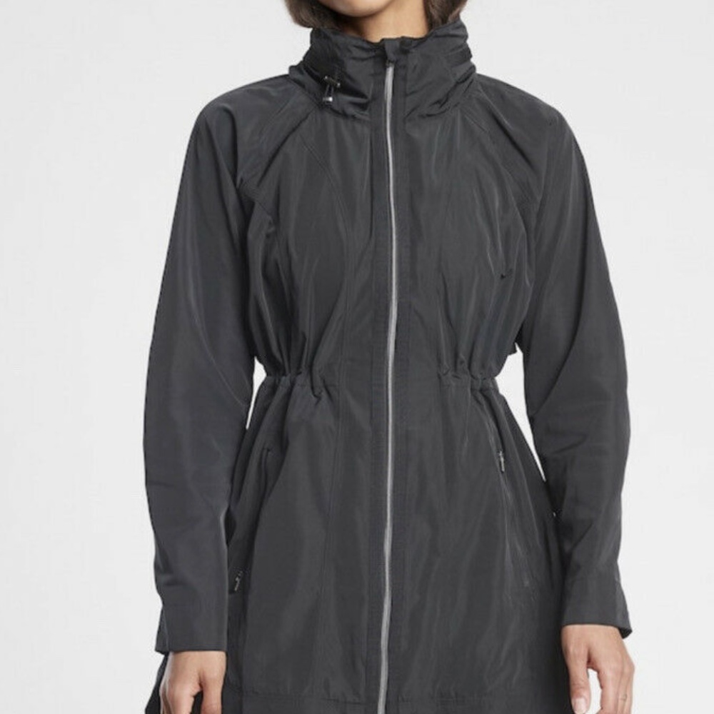 Athleta Drip Drop Hooded Lightweight Rain Jacket Trench Coat